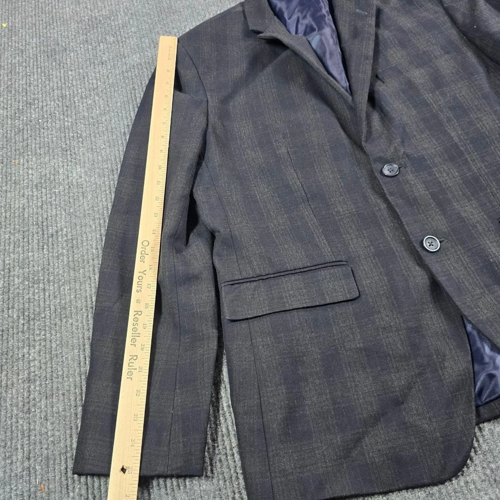 Banana Republic Blazer Jacket Mens 42 Gray Plaid Tailored Fit Lined Sport Coat